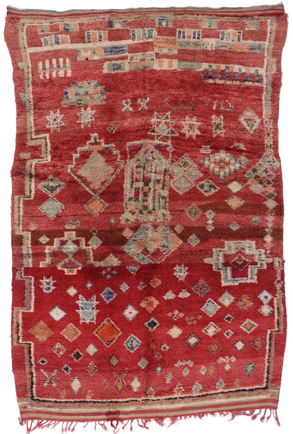 6 x 9 Vintage Red Boujad Moroccan Rug 21323