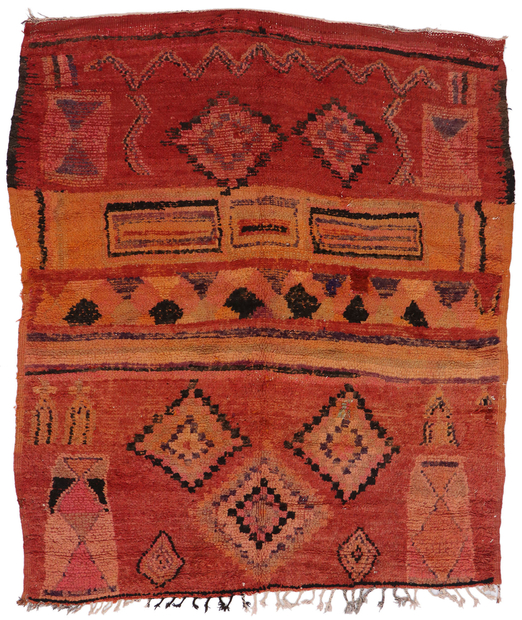 7 x 8 Vintage Red Boujad Moroccan Rug 21326