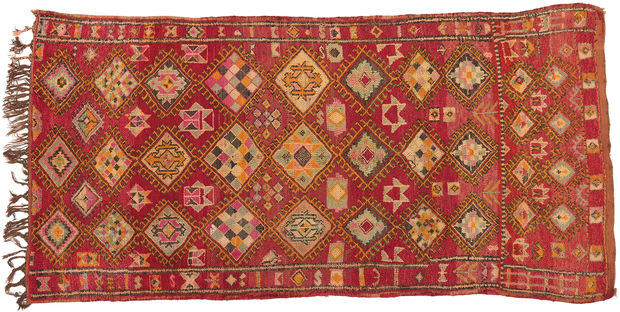 5 x 11 Vintage Red Boujad Moroccan Rug 21344