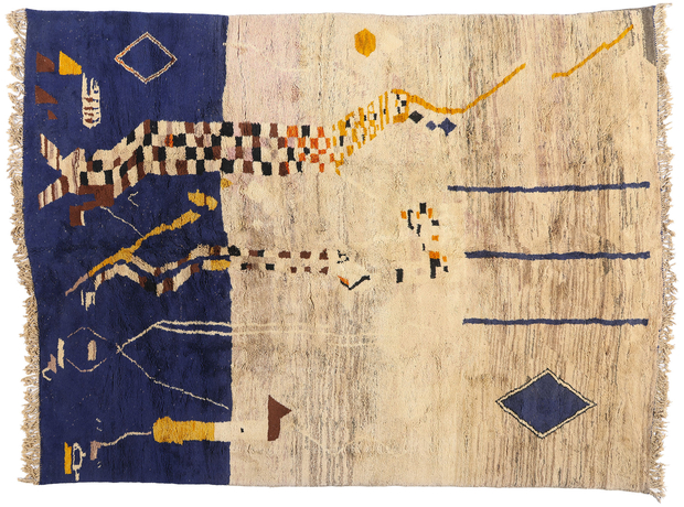 10 x 13 Modern Abstract Beni Mrirt Moroccan Rug 21642