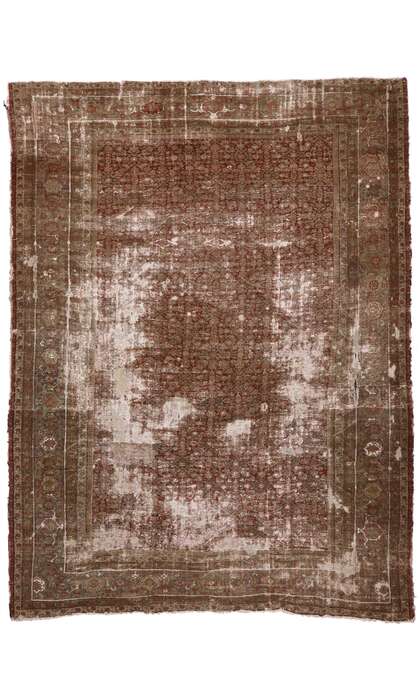 13 x 18 Late 19th Century Distressed Antique Persian Sultanabad Rug 73485