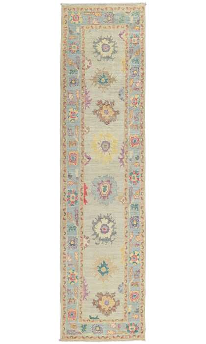 3 x 12 Modern Colorful Oushak Rug Runner 80966
