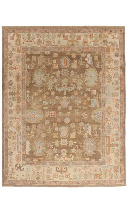 10 x 13 Modern Earth-Tone Turkish Oushak Rug 50853