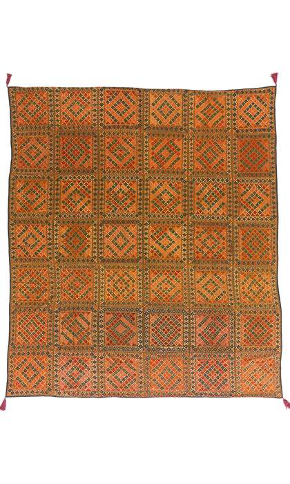8 x 9 Antique Silk Shishedar Phulkari Textile 79206