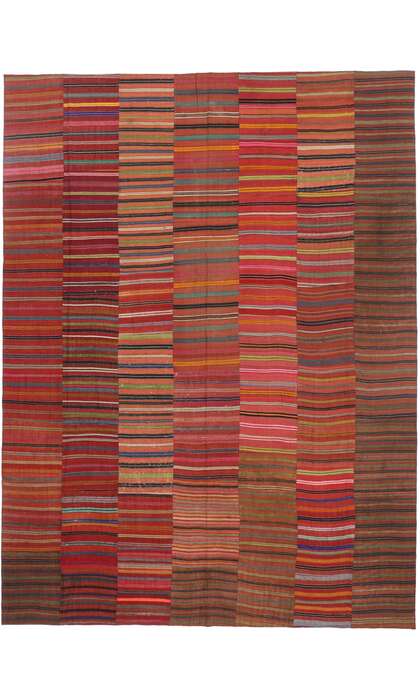 9 x 12 Distressed Vintage Turkish Striped Kilim Rug 60646