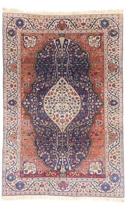 6 x 9 Late 19th Century Antique Indian Tree of Life Agra Rug 79249