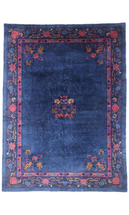 9 x 12 Antique Blue Chinese Peking Rug 79217