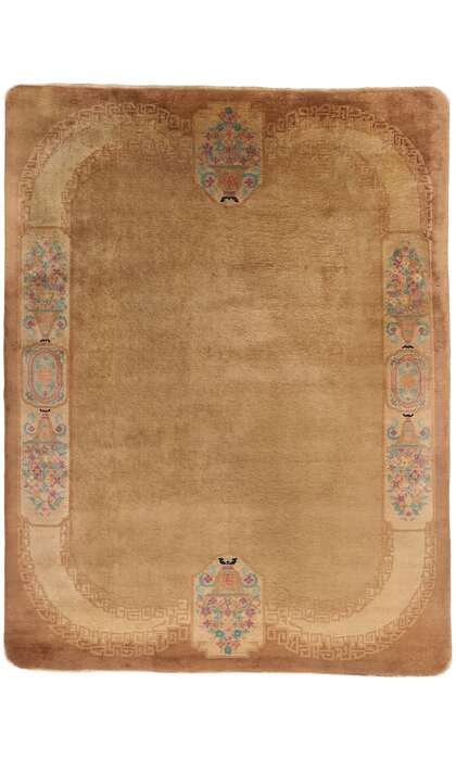 9 x 12 Antique Earth-Tone Chinese Art Deco Rug 78989