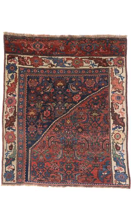 4 x 5 Late 19th Century Antique Persian Bijar Wagireh Rug 79226