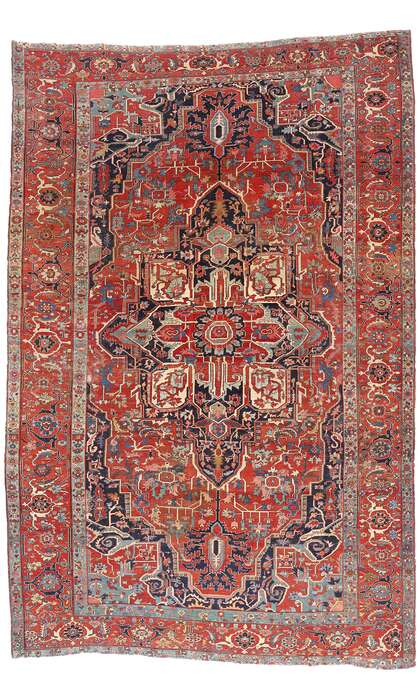 10 x 15 Late 19th Century Antique Persian Serapi Rug 79230