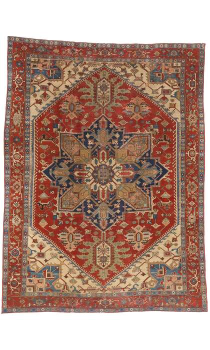 9 x 12 Late 19th Century Antique Persian Serapi Rug 74972