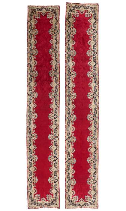 3 x 16 Antique Red Persian Kerman Rug Runner 90031 Matching Pair