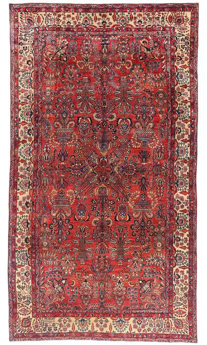 9 x 16 Antique Red Persian Sarouk Rug 79222
