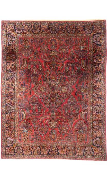 9 x 11 Antique Red Persian Sarouk Rug 79225