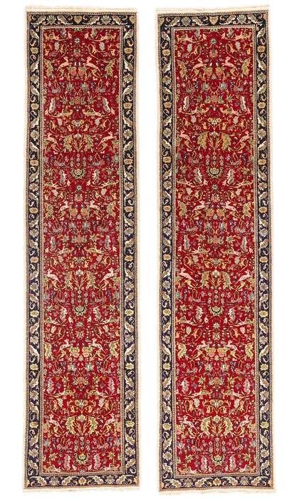 3 x 13 Antique Red Persian Tabriz Rug Runner 90033 Matching Pair