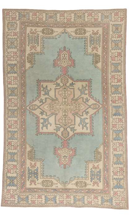 6 x 9 Vintage Pastel Turkish Oushak Rug 53992
