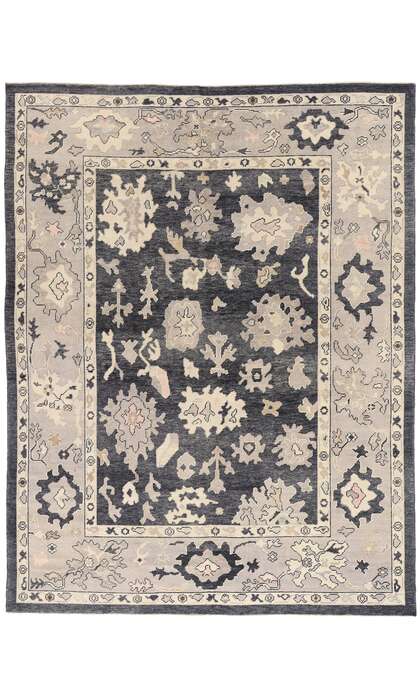 9 x 12 Modern Black Turkish Oushak Rug 52361