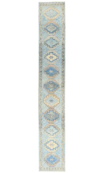 3 x 19 Modern Blue Turkish Oushak Rug 54016