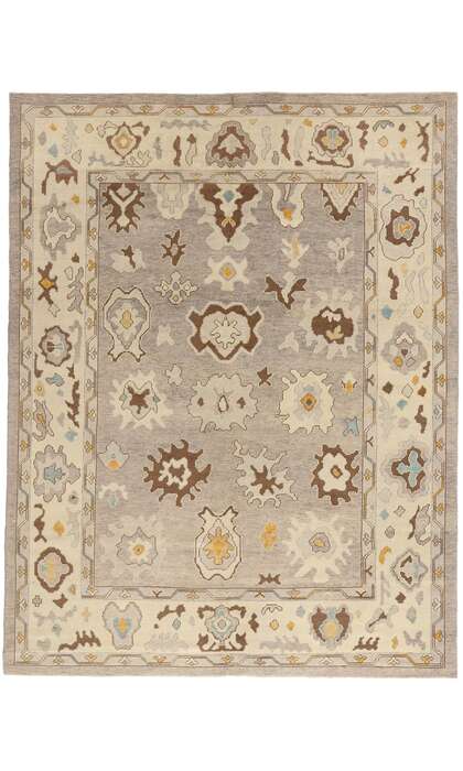 10 x 12 Modern Earth-Tone Turkish Oushak Rug 52360