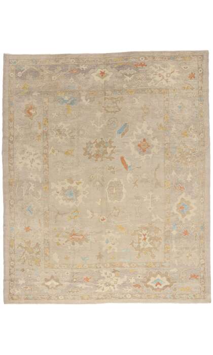 10 x 12 Modern Earth-Tone Turkish Oushak Rug 52359