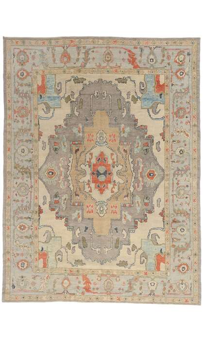 9 x 12 Modern Earth-Tone Turkish Oushak Rug 52873