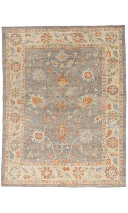 9 x 12 Modern Gray Turkish Oushak Rug 52162