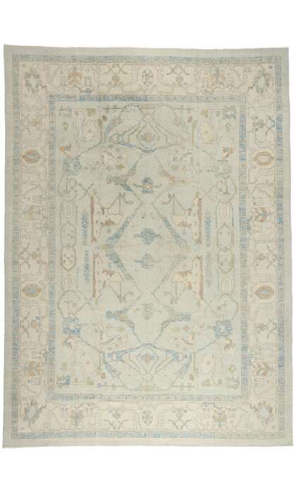 13 x 18 Modern Light Blue Turkish Oushak Rug 54012