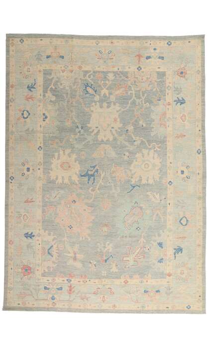 10 x 14 Modern Light Blue Oushak Rug 80929