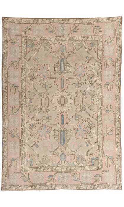 6 x 9 Vintage Muted Pastel Turkish Oushak Rug 53993