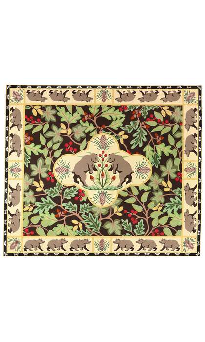 13 x 15 Vintage Sarah Gayle Carter Black Forest Hooked Rug 79239