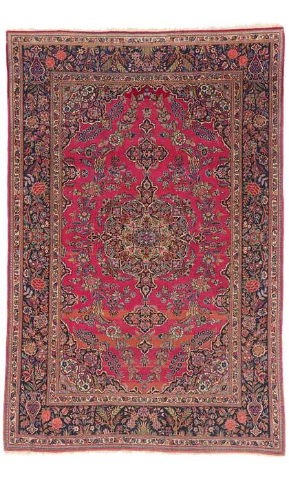 4 x 7 Antique Persian Kashan Rug 79270