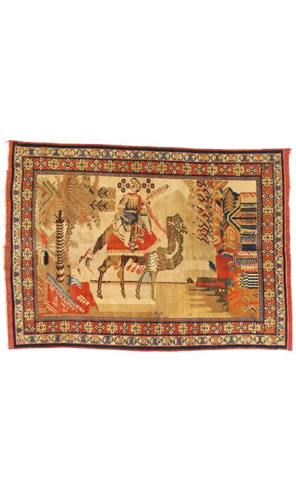 4 x 6 Antique Persian Pictorial Rug 79287