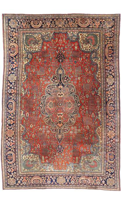 9 x 13 Late 19th Century Antique Persian Sarouk Farahan Rug 73477