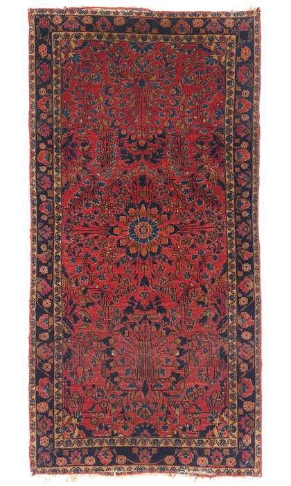 2 x 5 Antique Red Persian Sarouk Rug 79285