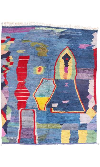 10 x 12 Modern Abstract Blue Beni Mrirt Moroccan Rug 21105