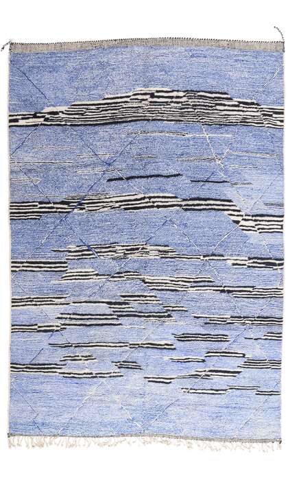 10 x 13 Modern Blue Beni Mrirt Moroccan Rug 21184