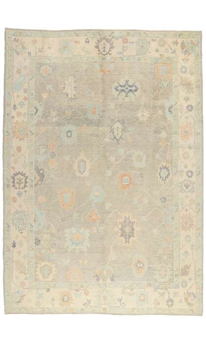 10 x 14 Modern Light Gray Turkish Oushak Rug 54004