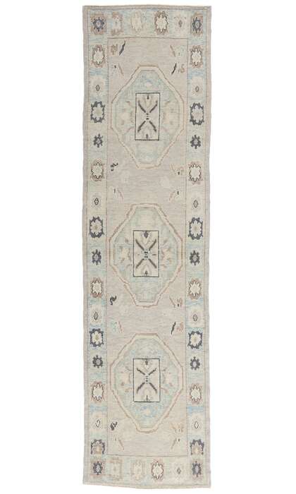 3 x 11 Modern Light Gray Turkish Oushak Rug 54011