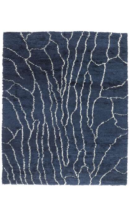 11 x 13 Modern Navy Blue Moroccan Rug 30387