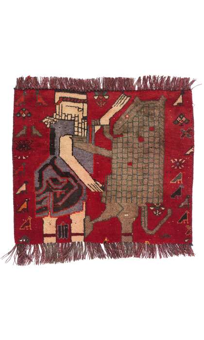 2 x 2 Vintage Persian Shiraz Pictorial Rug 79265