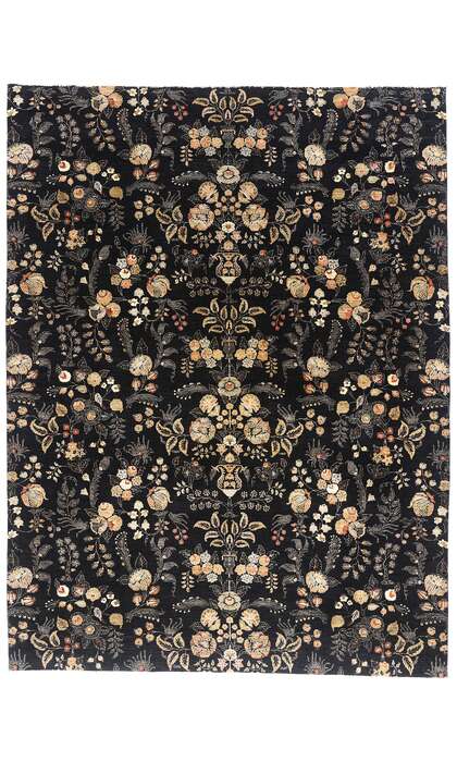 10 x 13 Vintage Black Pakistani Tabriz Rug 79282