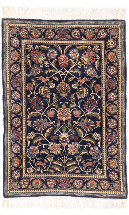 4 x 6 Vintage Navy Blue Chinese Tabriz Rug 79242