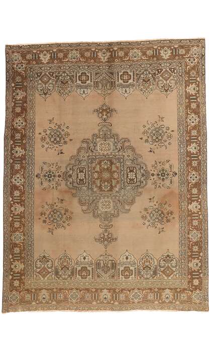 9 x 12 Vintage Earth-Tone Persian Tabriz Rug 75767