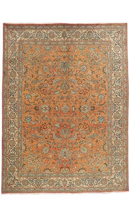 10 x 13 Vintage Orange Persian Tabriz Rug 75612