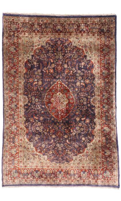 4 x 6 Vintage Persian Silk Qum Rug 79243