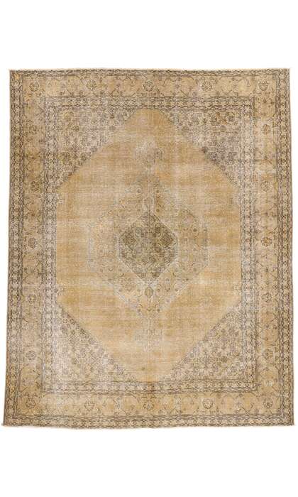 10 x 12 Distressed Vintage Persian Tabriz Rug 80309