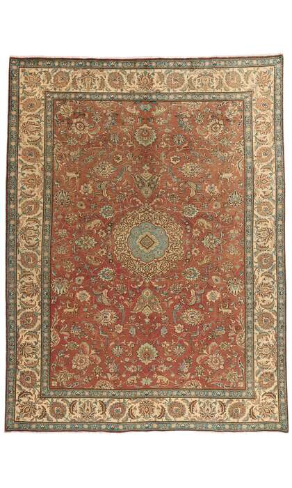 10 x 13 Vintage Persian Tabriz Hunting Rug 76286