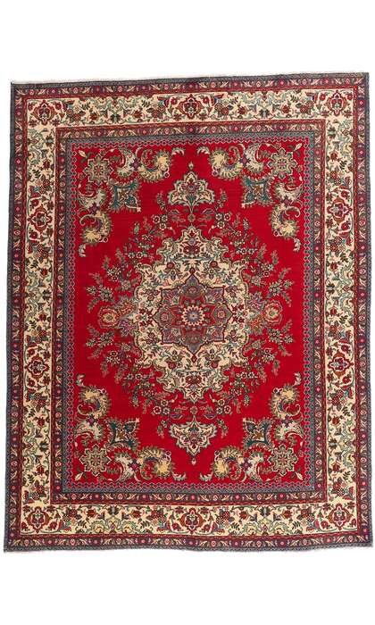 10 x 12 Vintage Red Persian Tabriz Rug 75766