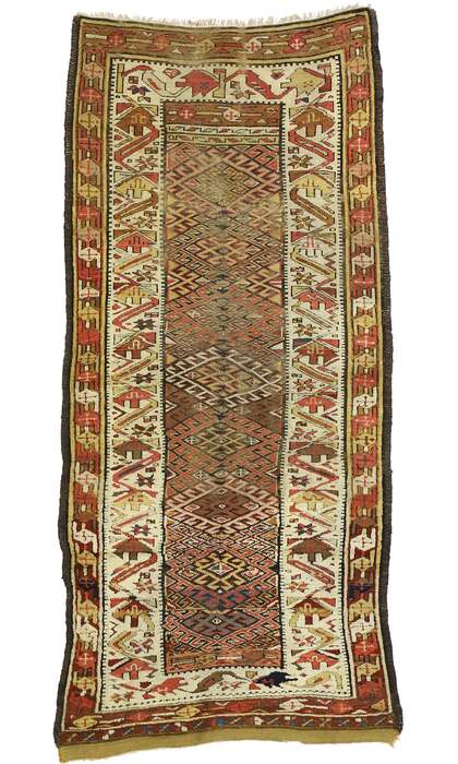 4 x 8  Antique Persian Kurdish Rug 74294