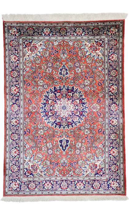 3 x 5 Vintage Persian Silk Qum Rug 74314
